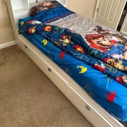 Twin Mattress, Bookcase Headboard Under Bed Storage Drawers Captains