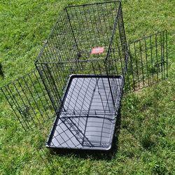 Dog Kennel - Medium Sized Dog - 2 Doors + Safe Lock Throw Latches - Super Clean Bottom Tray