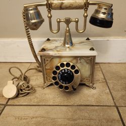 Vintage Rotary Marble Onyx Telephone