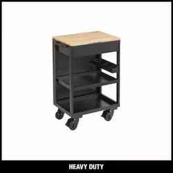 Husky Heavy Duty Welded Utility Cart with Wooden Top in Black (24.25 in. W x 37.5 in. H x 17.5 in $210