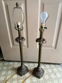 Pair of Brass Ornate Table Lamp Bases