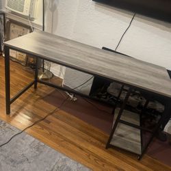 Desk with pc tower cpu shelf wooden 55” wide 24” depth 29,5” height