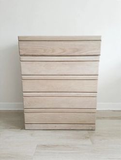 90s Oak 5-Drawer Dresser – Whitewashed Tall Chest – 35x20x49