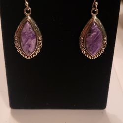 Genuine Charoite Earrings 