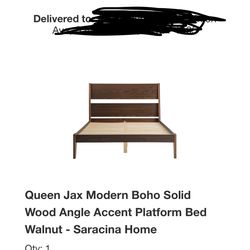 Modern Boho Walnut Wood bedframe/headerboard