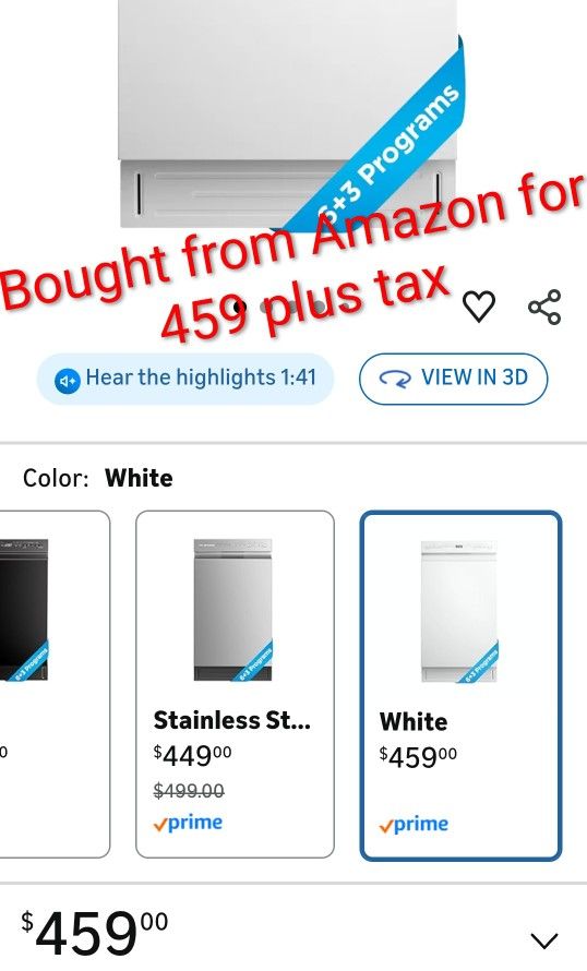 MIDEA BUILT IN DISHWASHER WITH 8 PLACE SETTINGS, 6 WASHING PROGRAMS, Stainless Steel Tub, Heated Dry, Energy Star. White. MDF18A1AWW