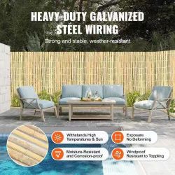 669#Natural Bamboo Fence Privacy Screen, Eco-Friendly Privacy Bamboo Slat Fence, 6 ft H x 13 ft L Decorative Bamboo Screen Panel, for Garden, Backyard