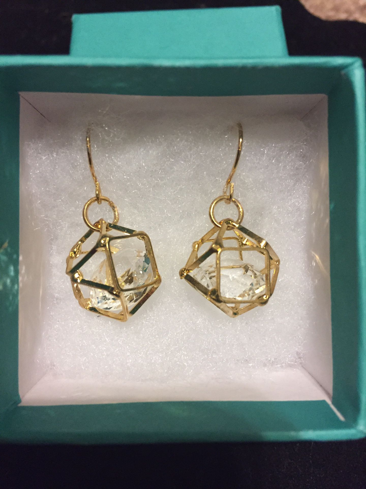 Caged gem earrings