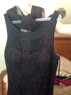 Black long lace dress