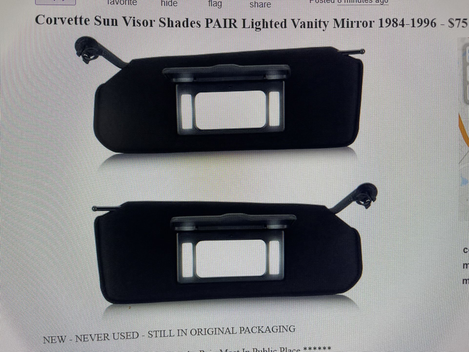 Corvette Sun Visors Lighted Mirrored 1(contact info removed)