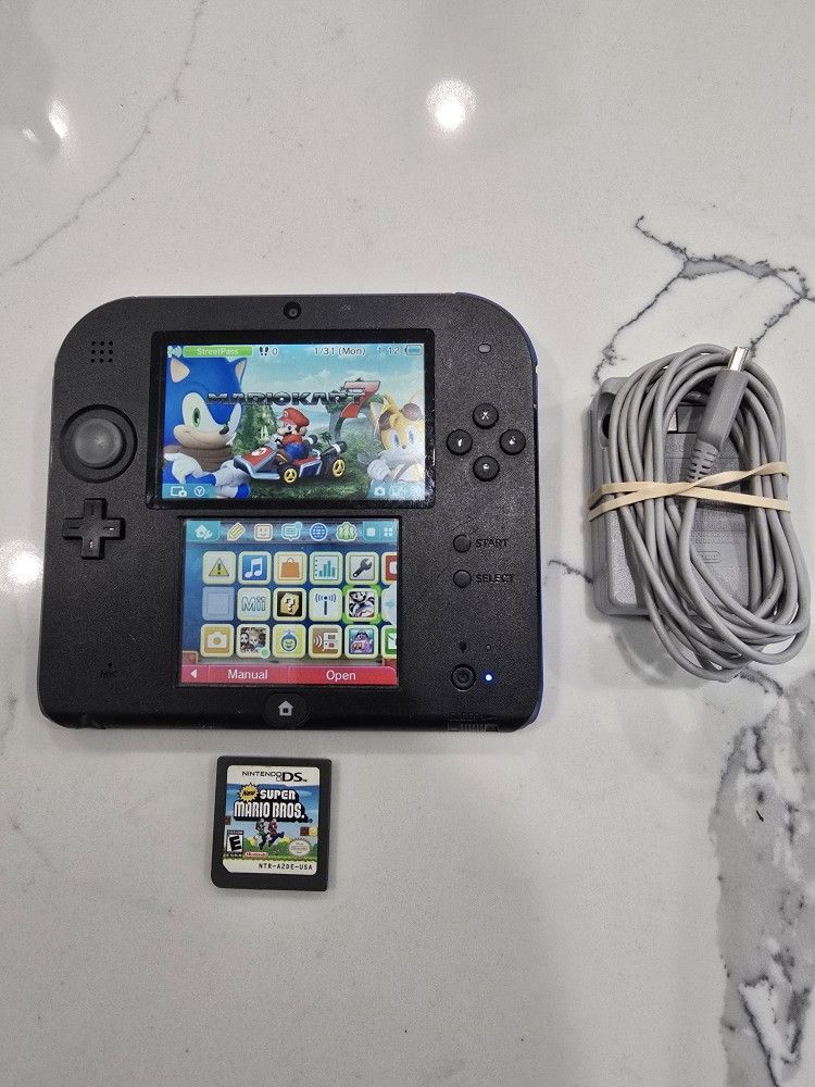 Nintendo 2DS with Mario Kart and Super Mario Bros