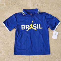 JORDAN x BRASIL Loose Polo Shirt Youth Size Small (8-10Y) Royal Blue 95G050-UOK