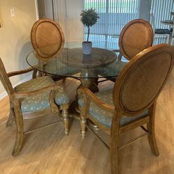 Wood & Glass 4 Seater Dining Set 