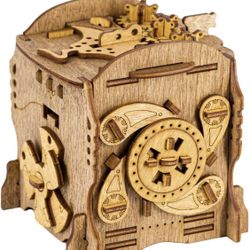 Wooden Mechanical Puzzle Box – Brand New 