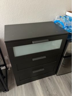 IKEA BRIMNES 3-Drawer Dresser - Black/Frosted Glass