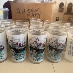 Vintage  Collection of Queen Mary Drinking Glasses 