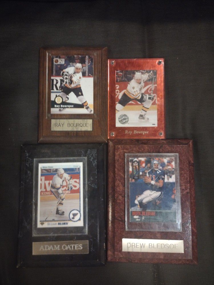 Sports Plaques Ray Bourque, Adam Oates, Drew Bledsoe Bruins Patriots Cards