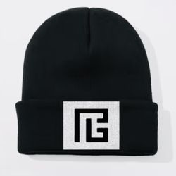 Designer Pierre Balmain Black & White Simple Logo Beanie Cap Hat