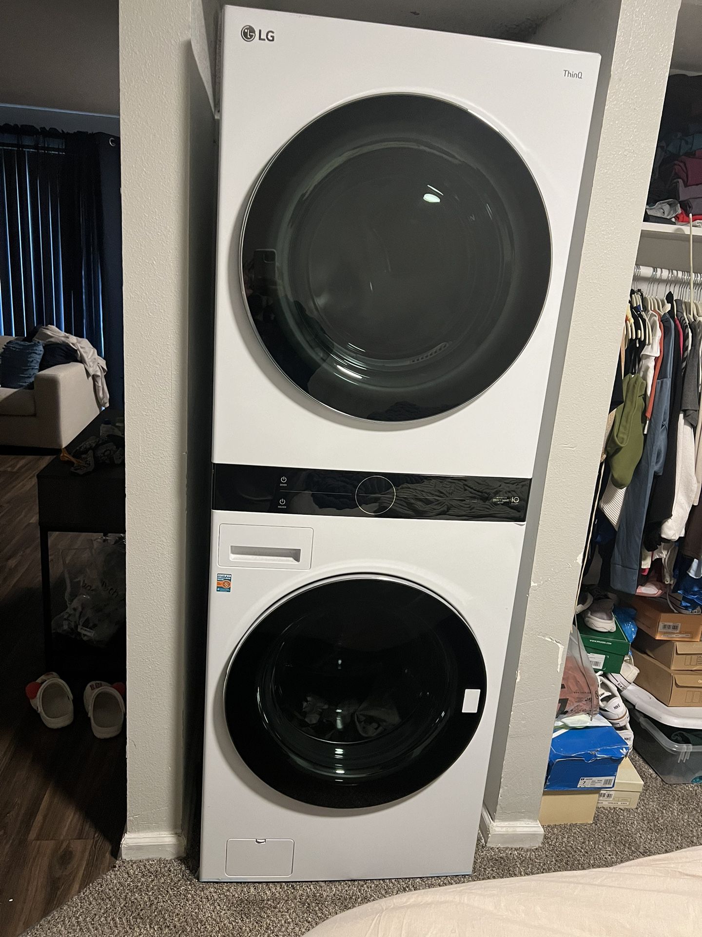 Pre stacked washer and dryer
