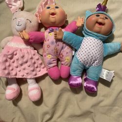 Cabbage, patch, kids, two dolls and baby starter rabbit, doll