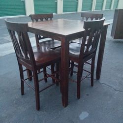 WOOD DINING TABLE WITH 4 CHAIRS