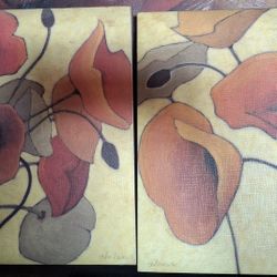 Pumpkin Poopies By Shirley Novak Canvas Prints Set Of 2 