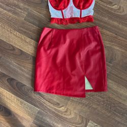 Red skirt, red lingerie top medium, plus large brand new
