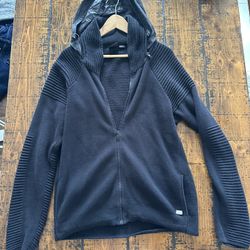 Armani Exchange Zip Up Cardigan With Hidden Hoodie 