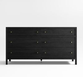 Crate And Barrel Keane 64" Black Solid Wood 6-Drawer Dresser