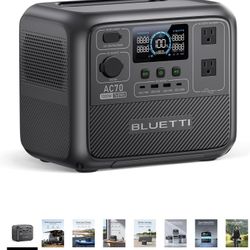 BLUETTI Portable AC70, 768Wh LiFePO4 Backup W Solar Panel