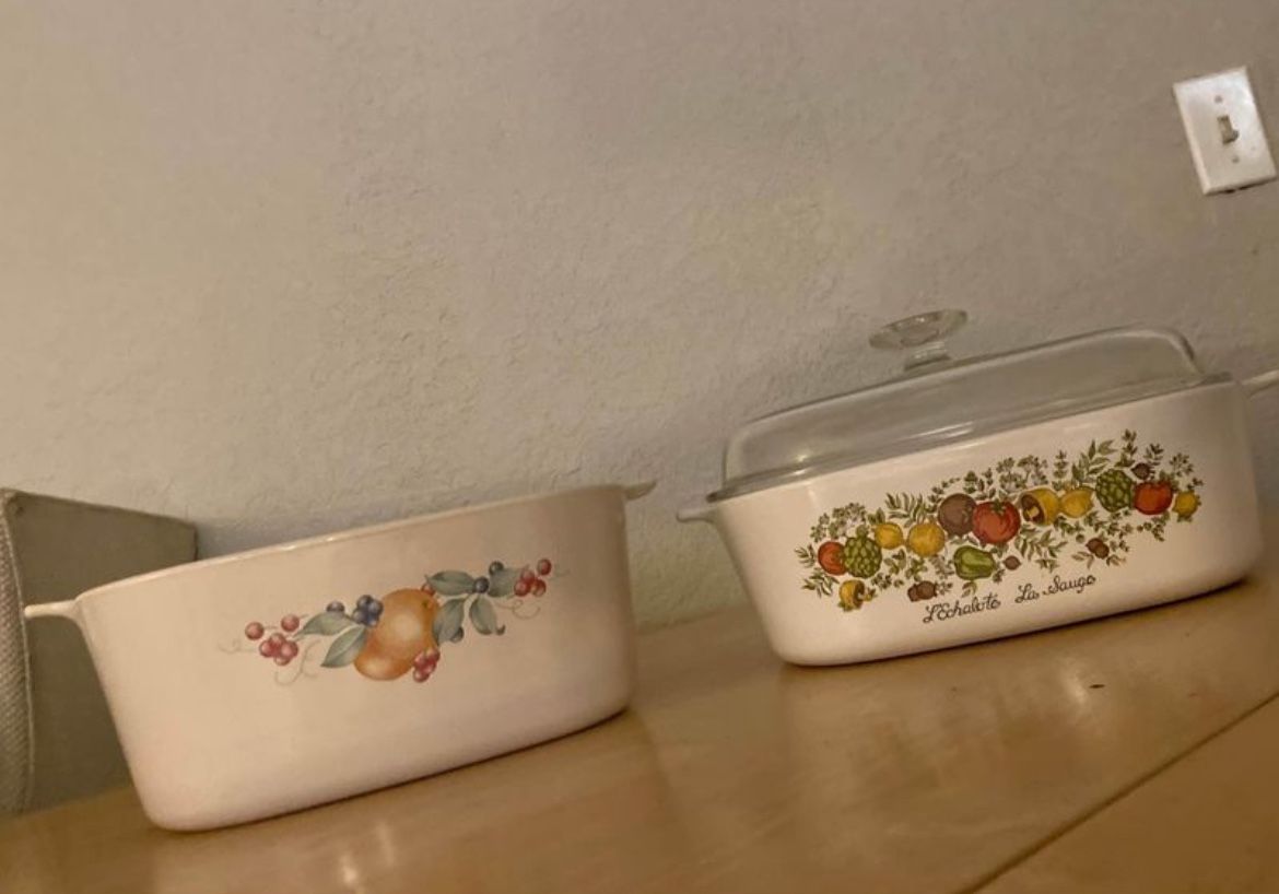 3 Corning Ware. 