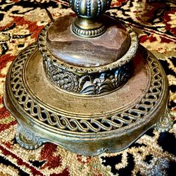 Antique Brass And Marble Floor Lamp Torchiere 