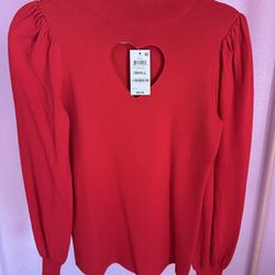 Heart shaped red turtle neck sweater small