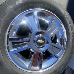One (1)single Rim Chevy Chrome Clad 20” With Tire