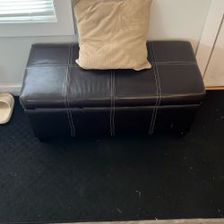 Dark Brown Leather Ottoman