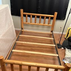 Full size Log Cabin style bed frame and Two night stands