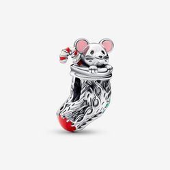 Authentic Pandora Festive Mouse &amp; Stocking Charm