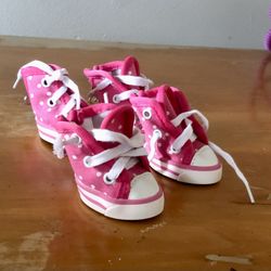 Smoochie Pooch Dog Puppy Pink Polka Dot Sneakers Shoes SMALL