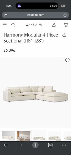 West Ham Elm Harmony Modular 4-Piece Sectional Couch