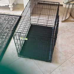 Large collapsible Wire Dog Crate With Pan - doors on front and side