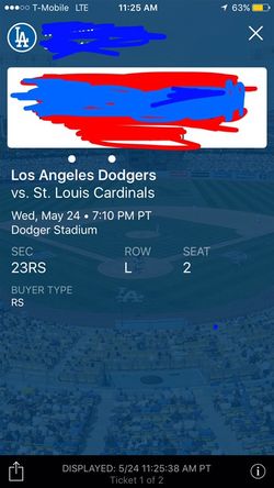 Dodgers Tickets 5/24 Vs Cardinals
