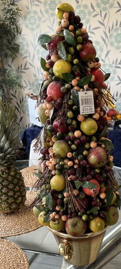 Faux Sugared Fruit Topiary Holiday Tree