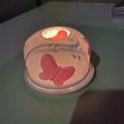 Beautiful Ceramic Lithopane Butterfly Fairy Lamp. 