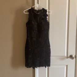 Betsy & Adam Black/Nude Cocktail Dress
