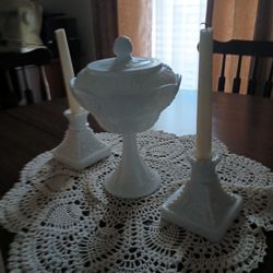 Antique 1960 Indiana White Milk Glass 