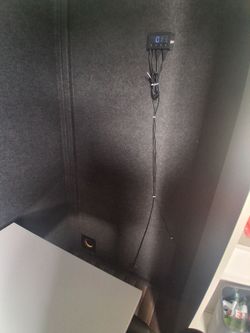 Grey recording booth.