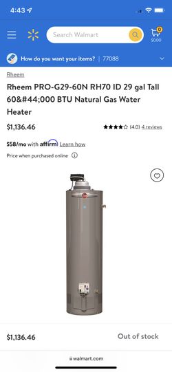 29 gallon water heater natural gas tall new for Sale in Houston, TX -  OfferUp