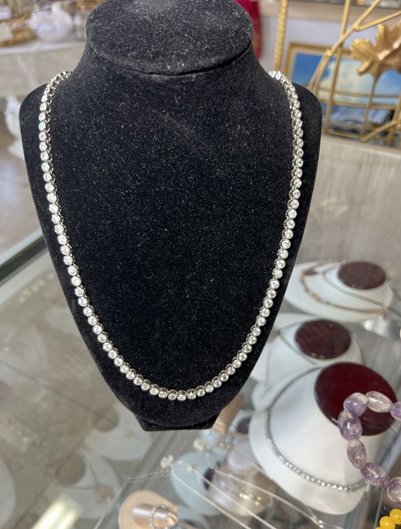 Sterling Silver Necklace With CZ Stones