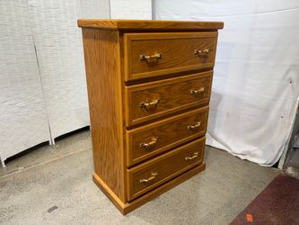 Traditional Honey Oak 4-Drawer Tallboy Dresser