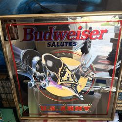 Budweiser Salutes U.S. Army Vintage Framed Bar Mirror